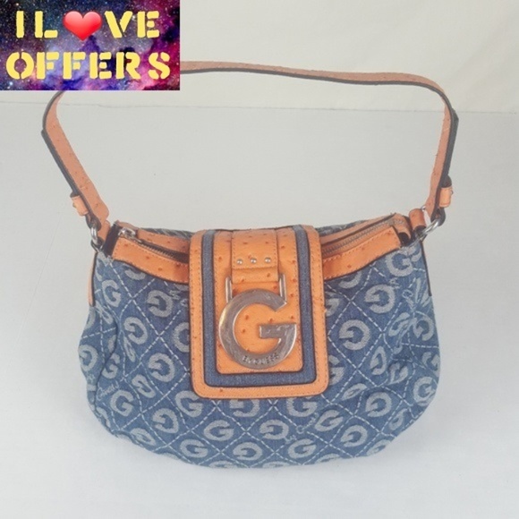 guess blue jean purse